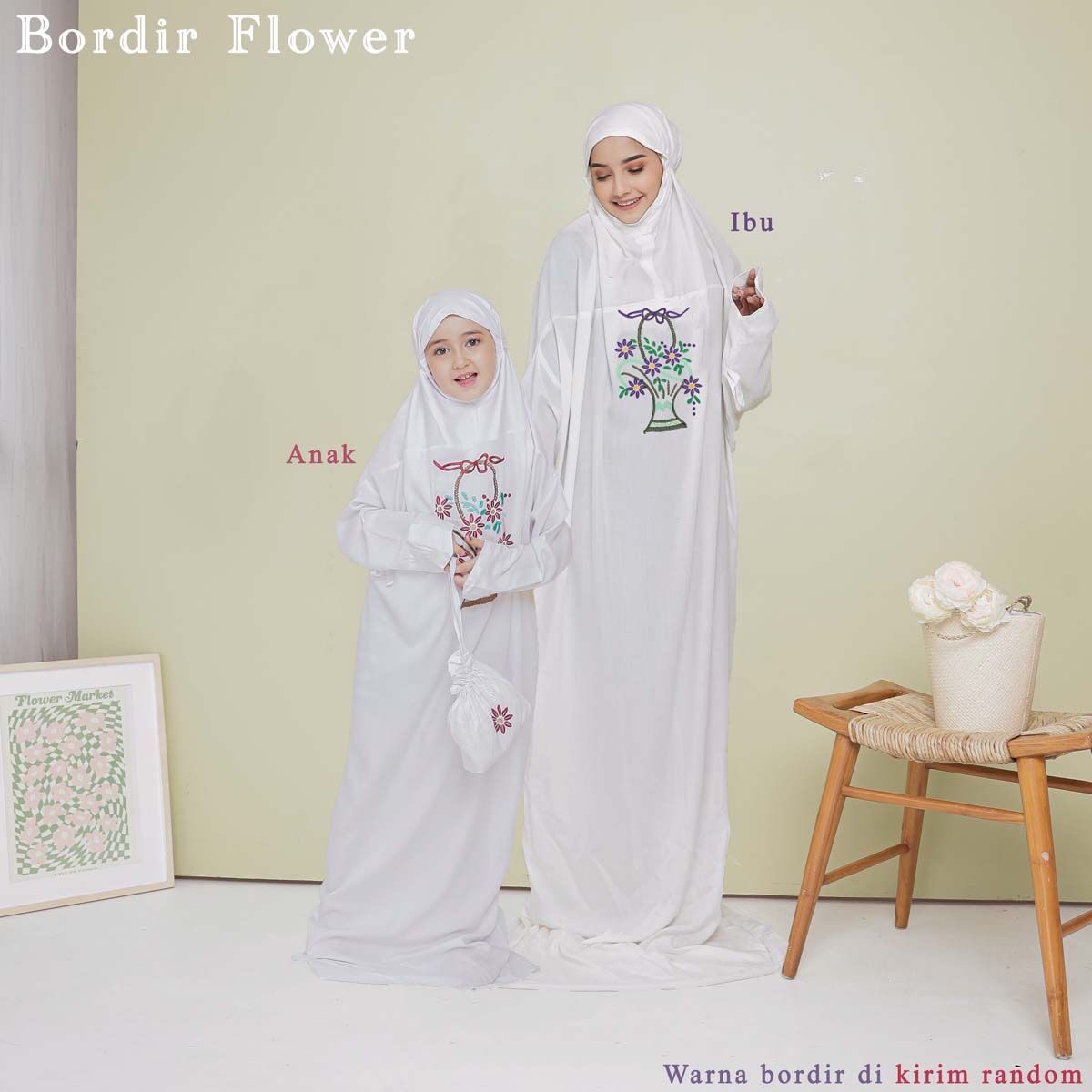 Terusan Bordir Flower Putih Ibu& Anak