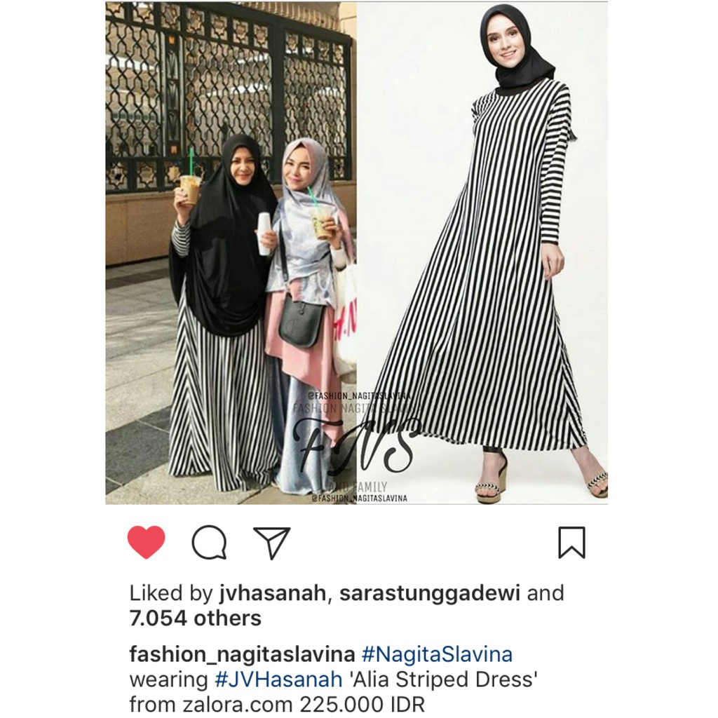 Alia Striped Dress Big Size - Gamis Nagita Slavina Mama Gigi