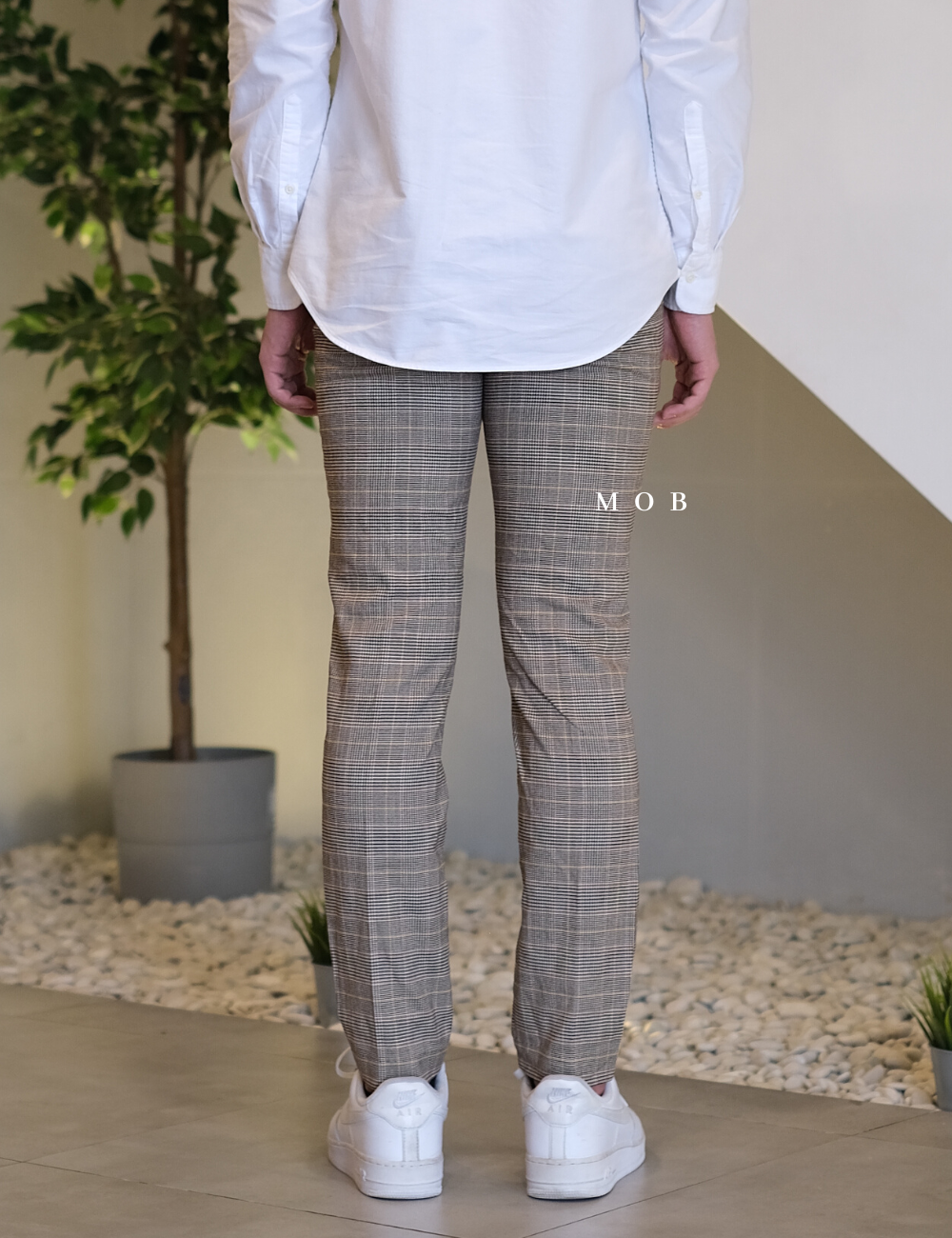 HMPT09001B Skinny Pants LIGHT Brown Plaid