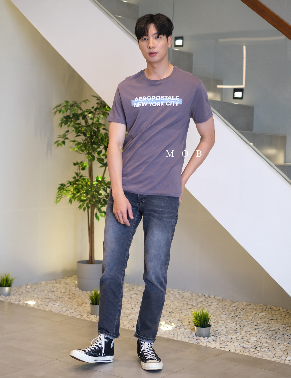 ARSST09002A New York City Bar Graphic Tee Charcoal