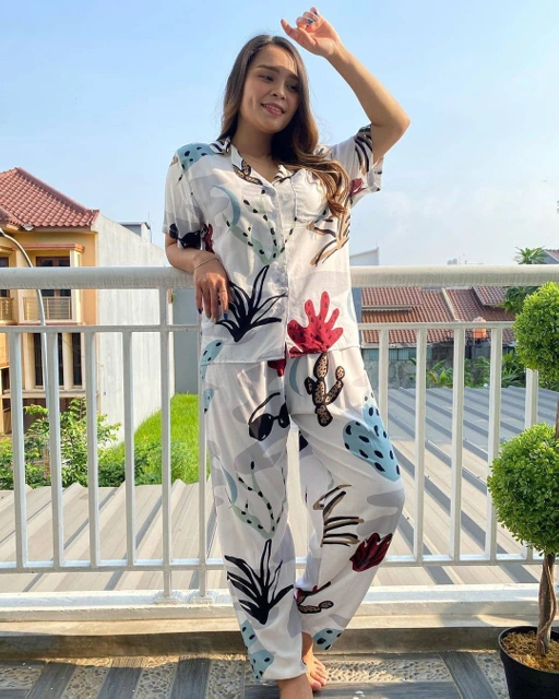 Image of Set piyama CP lengan pdk Longpants Motif CS100-06 - VA996