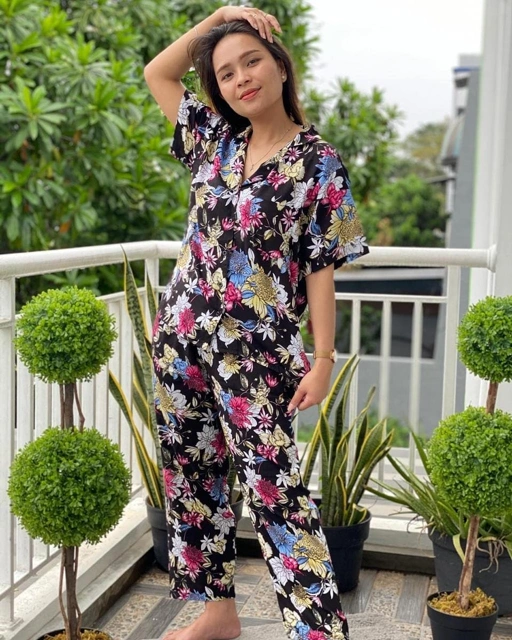 Image of Set piyama lengan pdk Longpants Motif CS100-02 - VA993