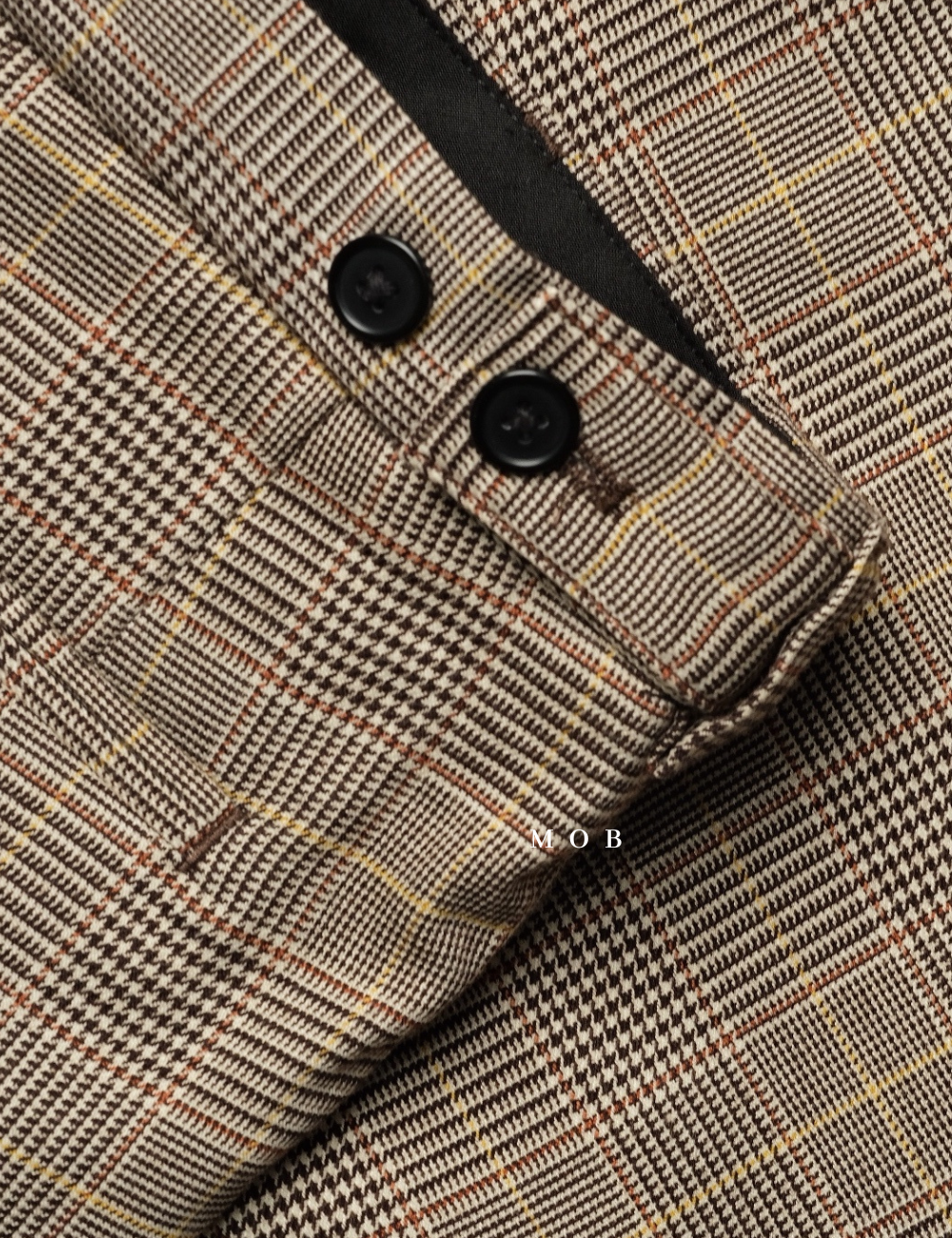 HMPT09001B Skinny Pants LIGHT Brown Plaid