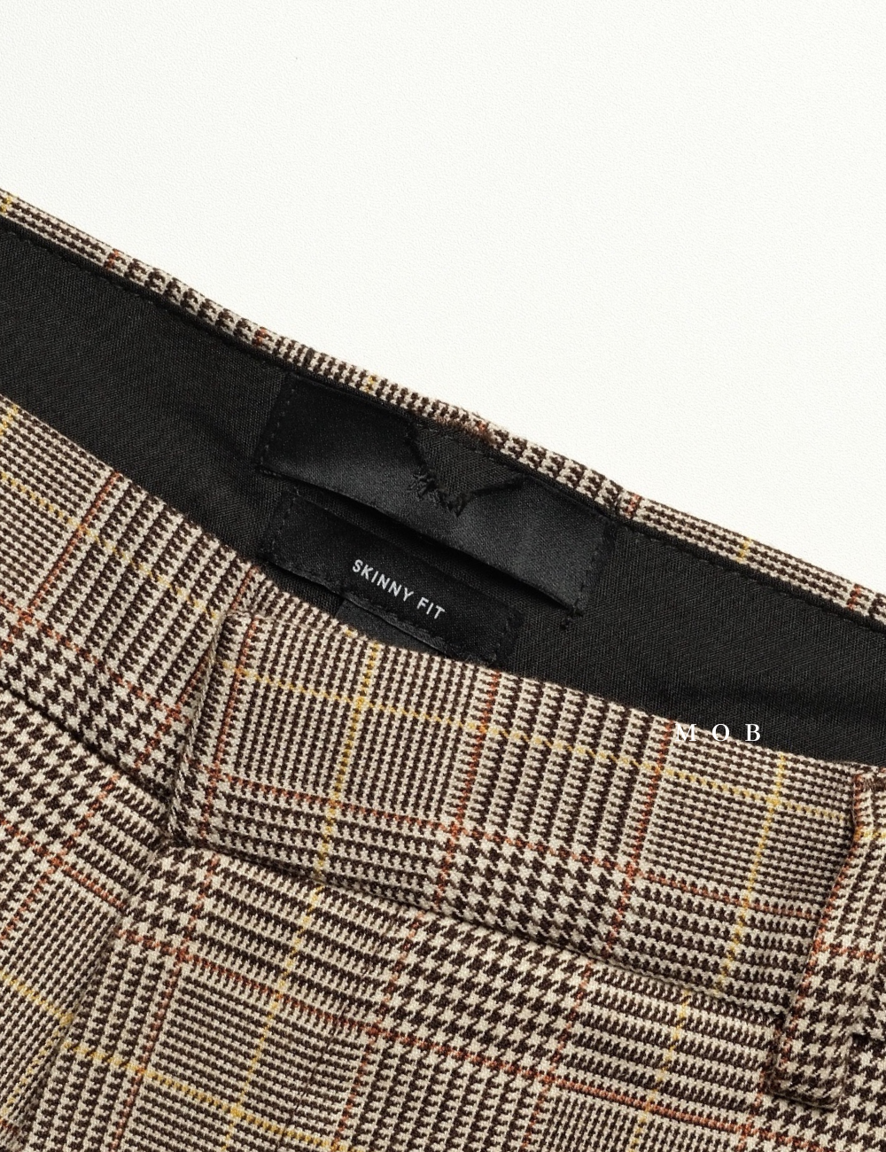 HMPT09001B Skinny Pants LIGHT Brown Plaid