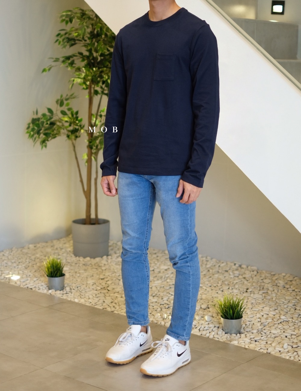 FALST01001B LS Pocket Tee Navy