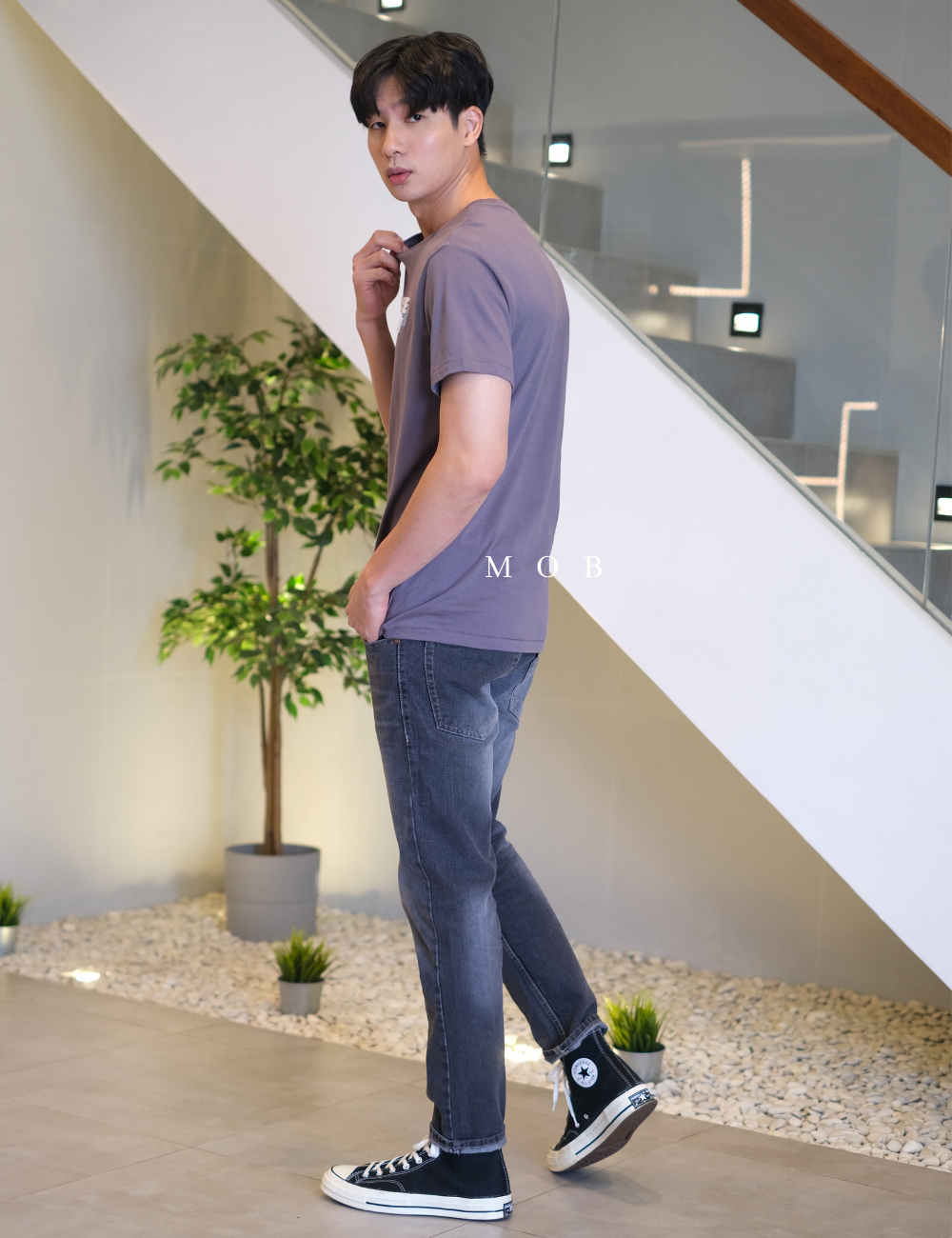ARSST09002A New York City Bar Graphic Tee Charcoal