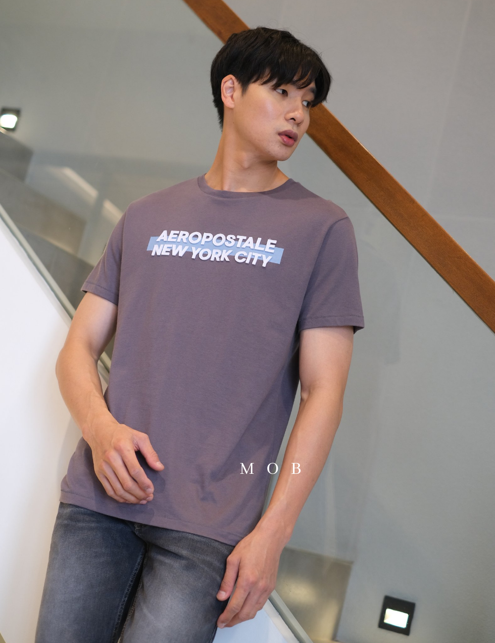 ARSST09002A New York City Bar Graphic Tee Charcoal