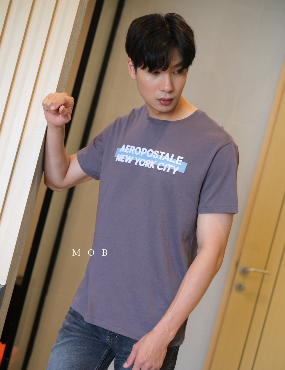 ARSST09002A New York City Bar Graphic Tee Charcoal