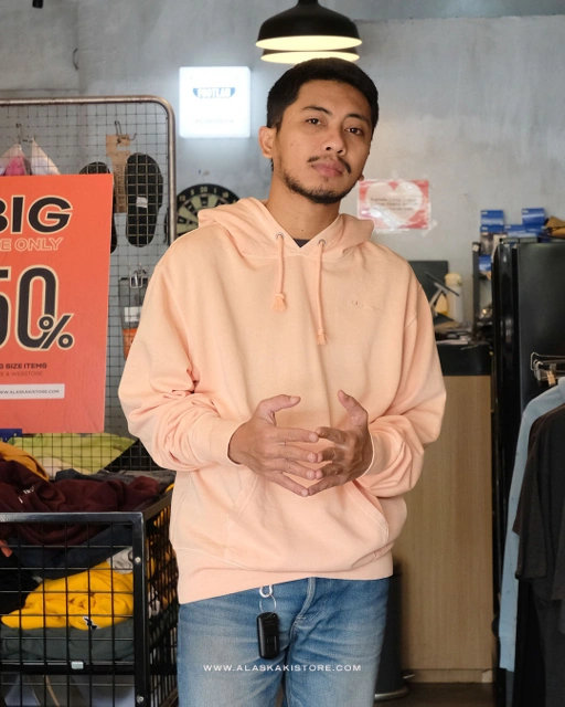 Image of Fleece Pullover Hoodie Peach Wash CH1076