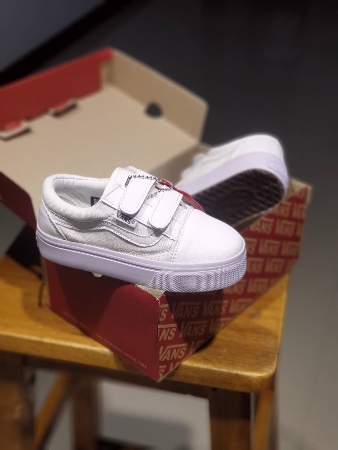 KIDS - VANS OLD SKOOL VELCRO ALL WHITE
