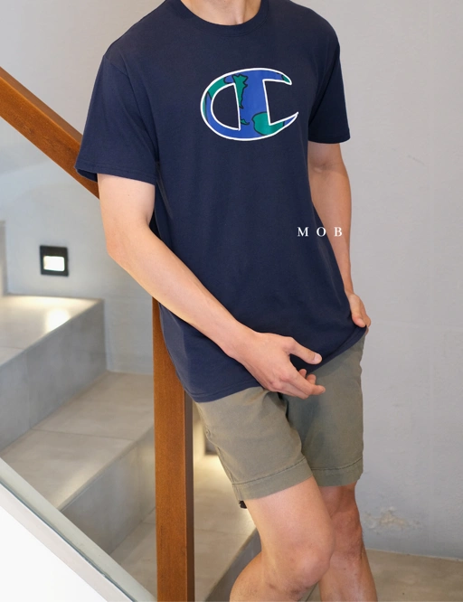Image of CHMPSST2001 Classic Earth Graphic Tee Navy