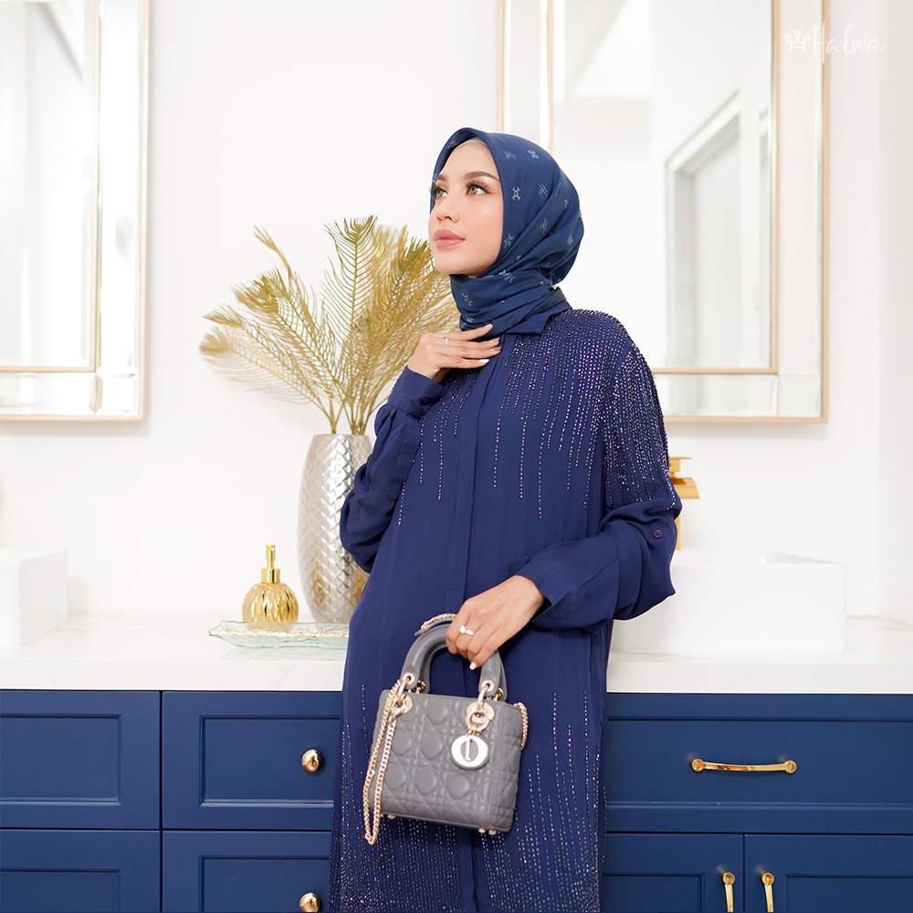 Monogram Scarf Navy 
