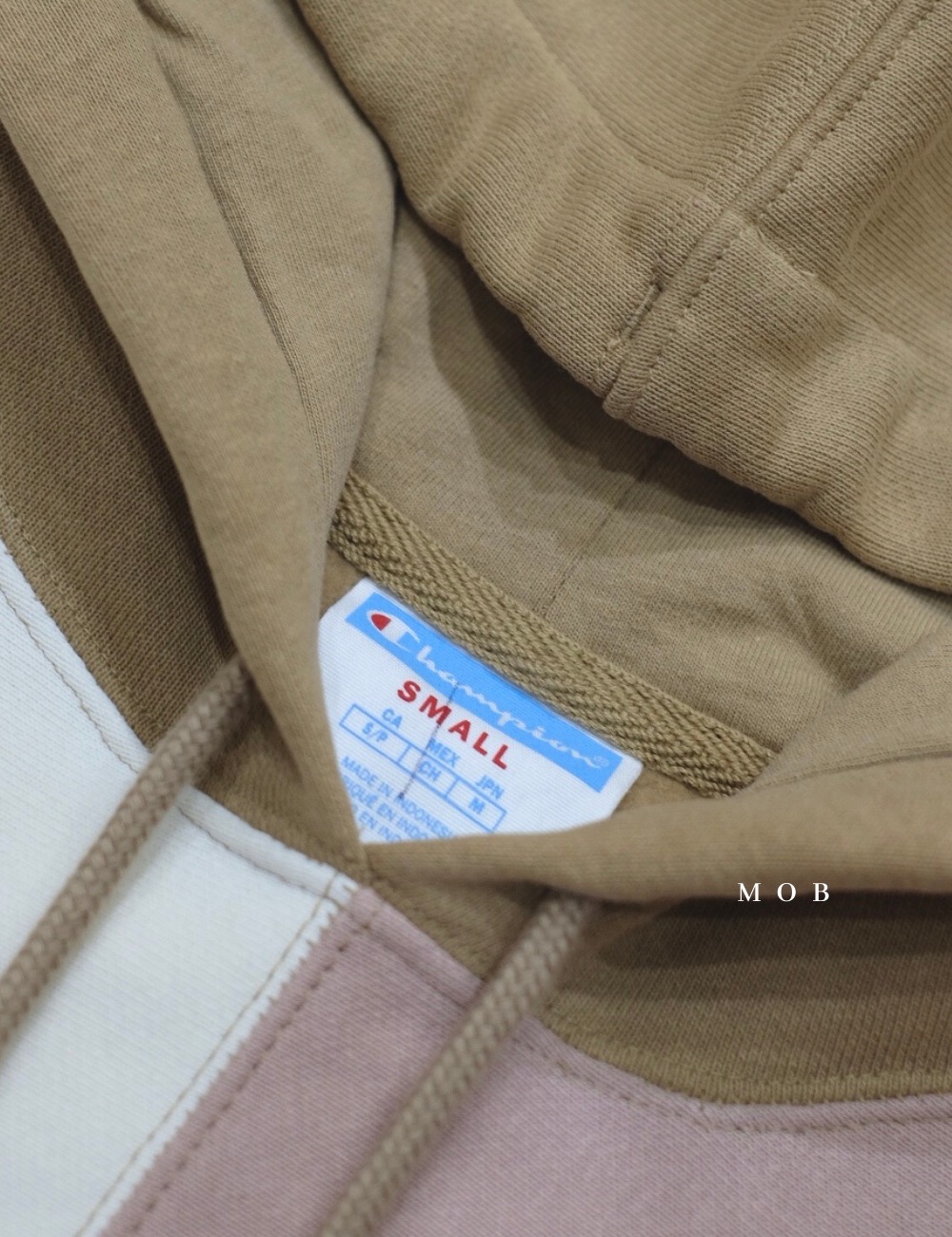 CHMPHOD03001A Champion x Urban Oufitters Exclusive Colorblocked Hoodie Cream Pink Brown