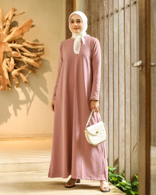 Image of BUSUI BASIC LONG SLEEVE DRESS BUSUI - MAUVE