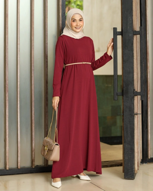 Image of BUSUI BASIC LONG SLEEVE DRESS BUSUI - MAROON