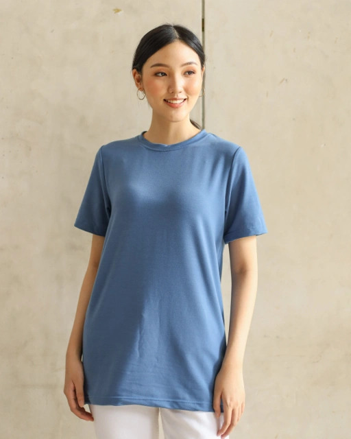 Image of BASIC SHORT SLEEVE TEE - DENIM