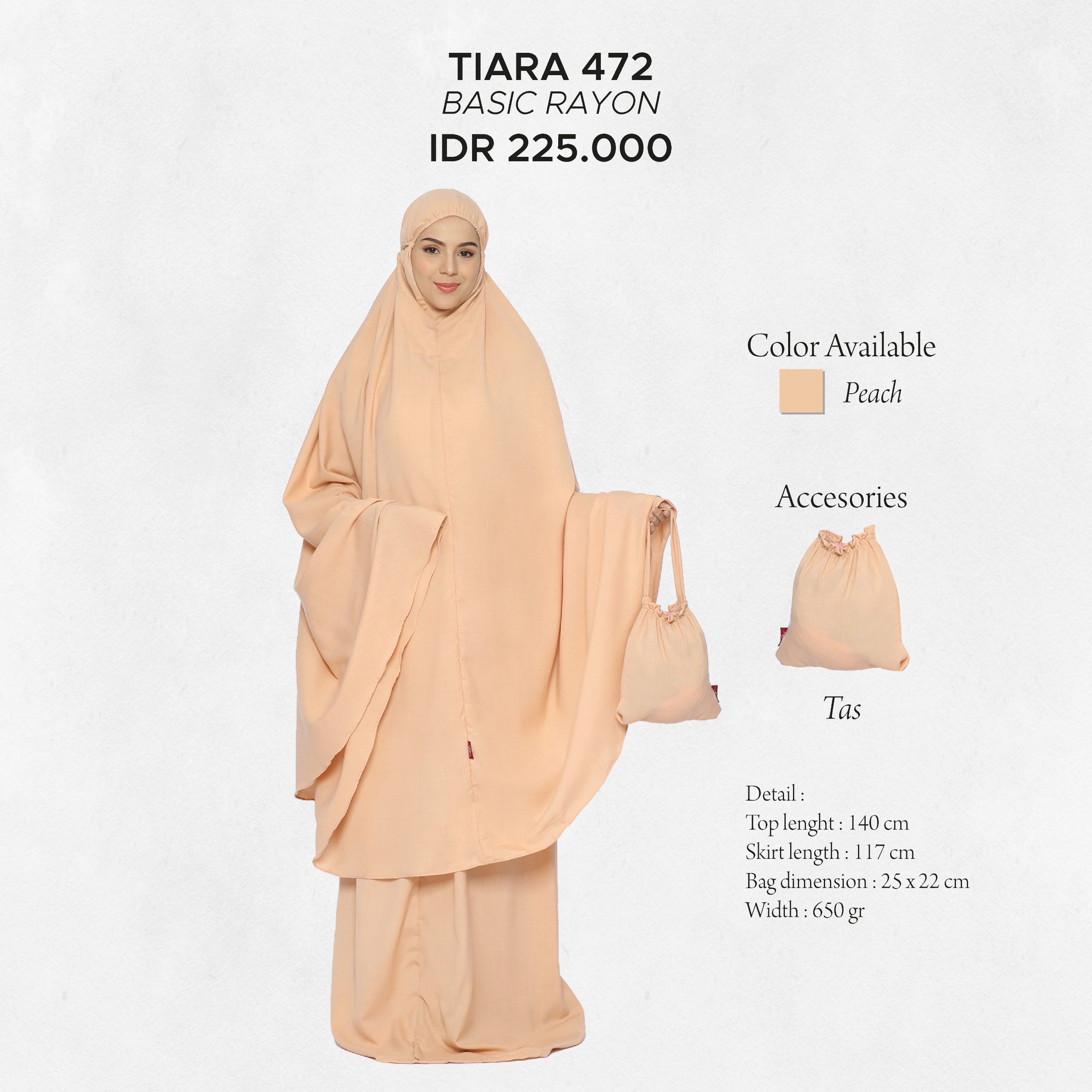 Tatuis Mukena Tiara 472 Peach Syar"i Young Series