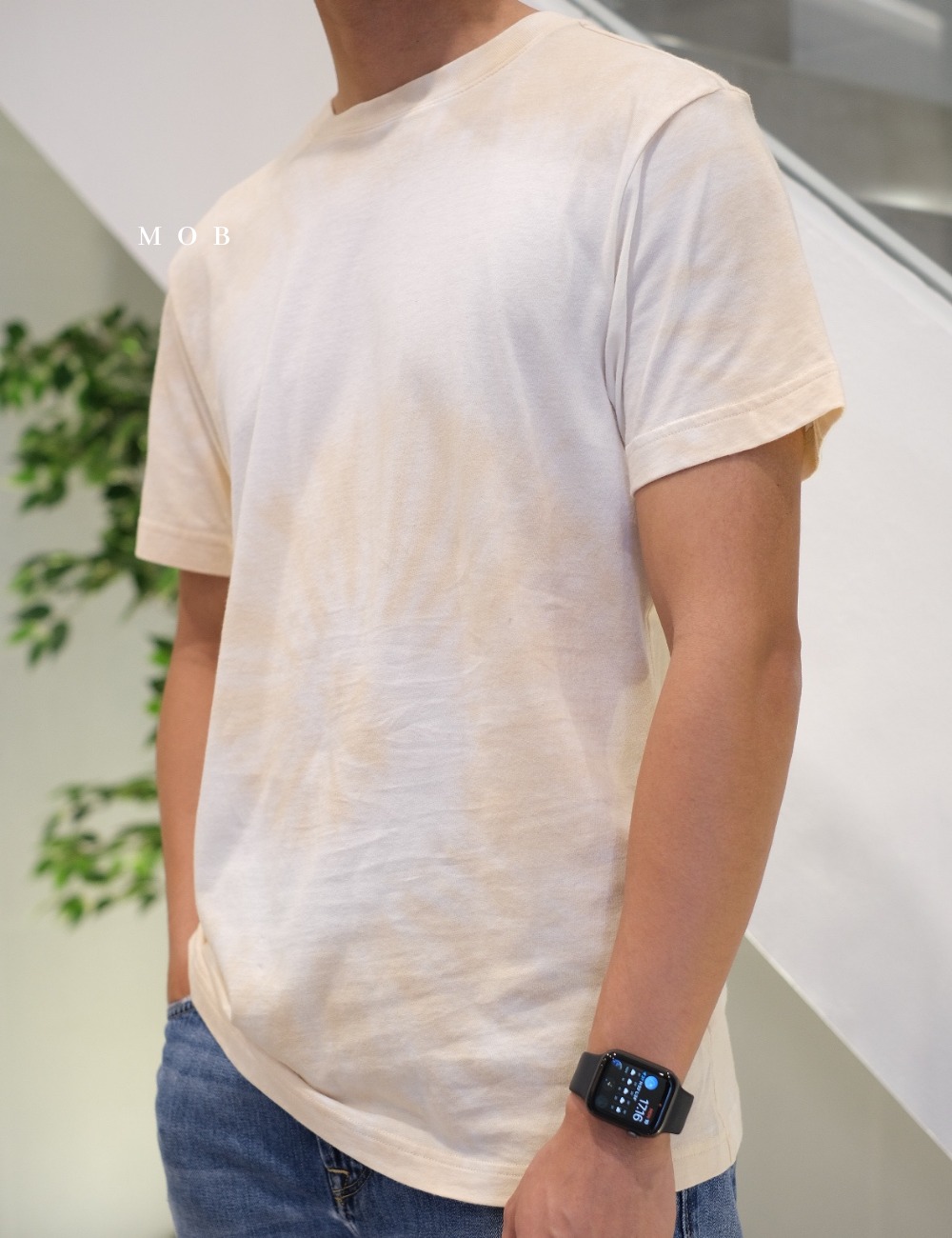 OUSST01007 Washed SS Tee Tie Sand Cream (S ONLY)