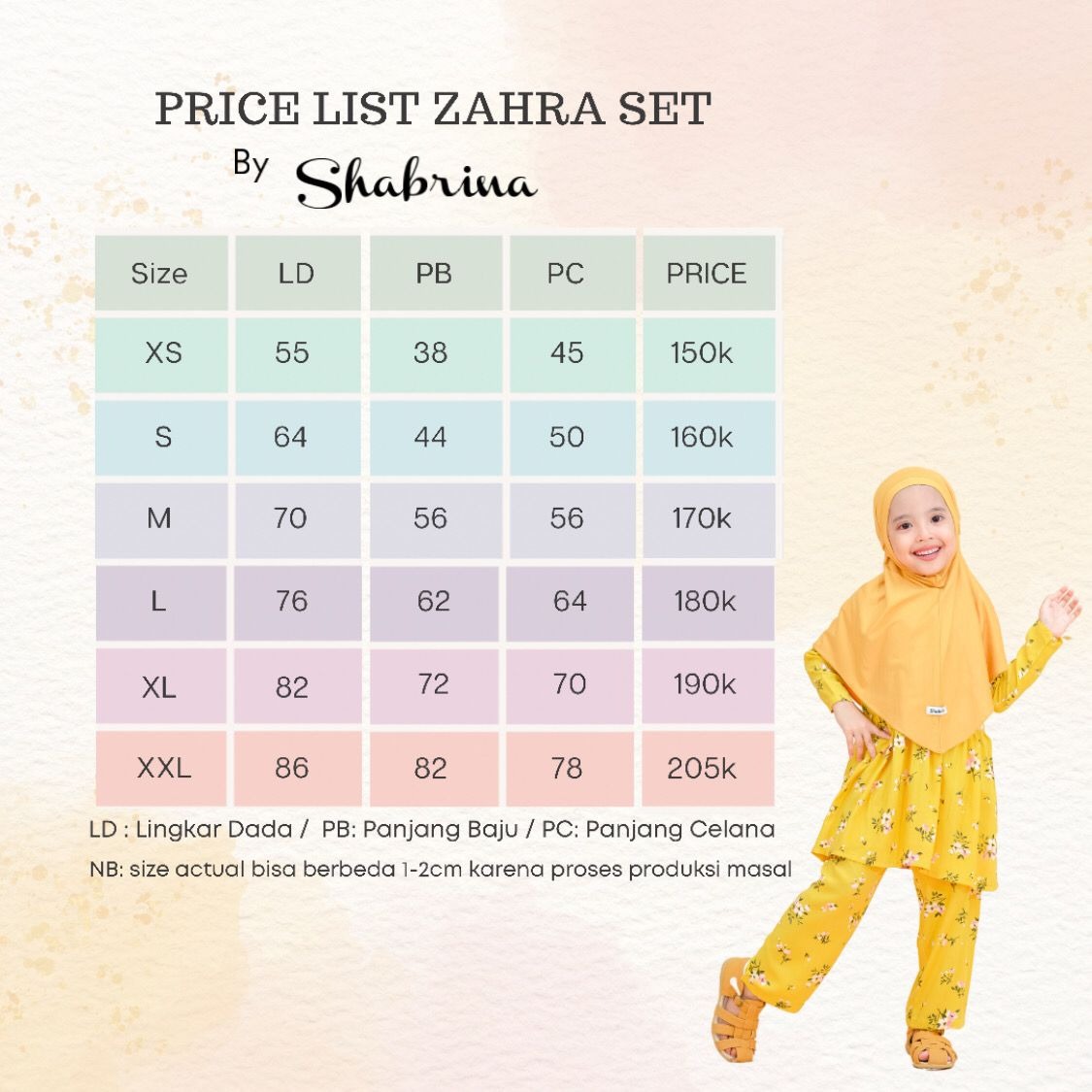 Zahra Set (size XS, S, M, L) by Shabrina