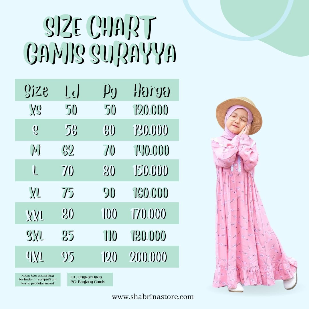 Gamis Surayya (Hanya Gamis) size XS, S, M, L by Shabrina