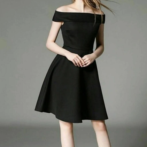 Image of mididress scuba hitam - VA833