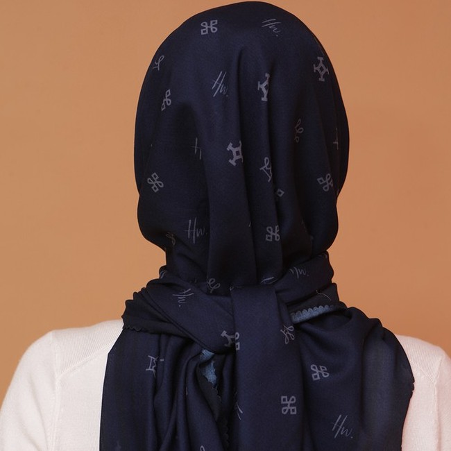 Monogram Scarf Navy 