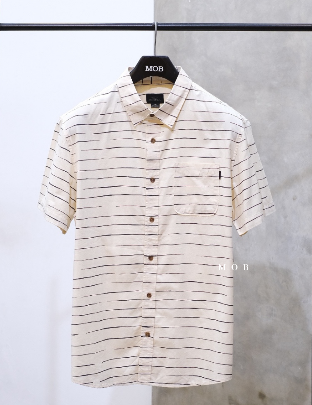 ONESSS07005 Woven SS Shirt Cream Striped