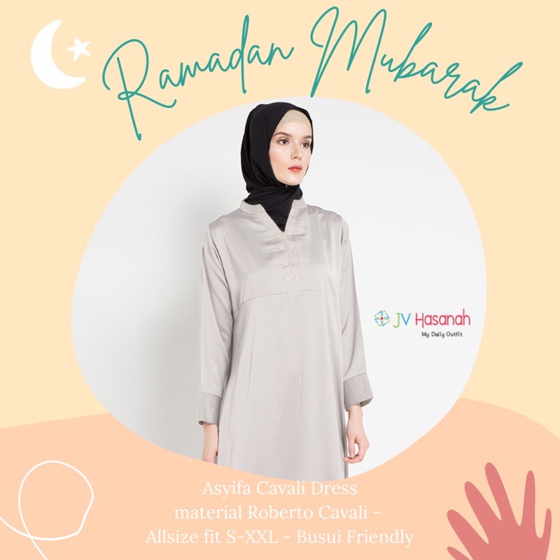 Asyifa Cavali Dress - Gamis V Slit Busui Friendly