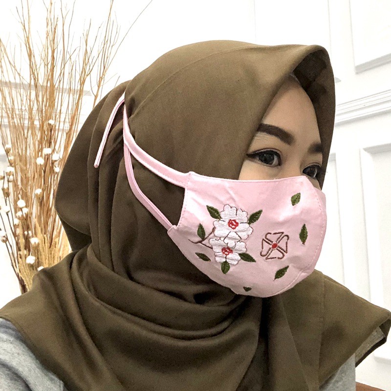 3ply Embroidery Mask Flower Series - Masker 3 lapis series bunga