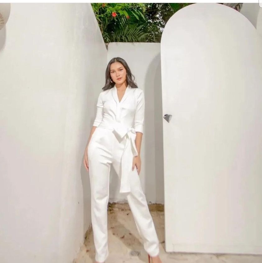 jumpsuit scuba putih - VA2071