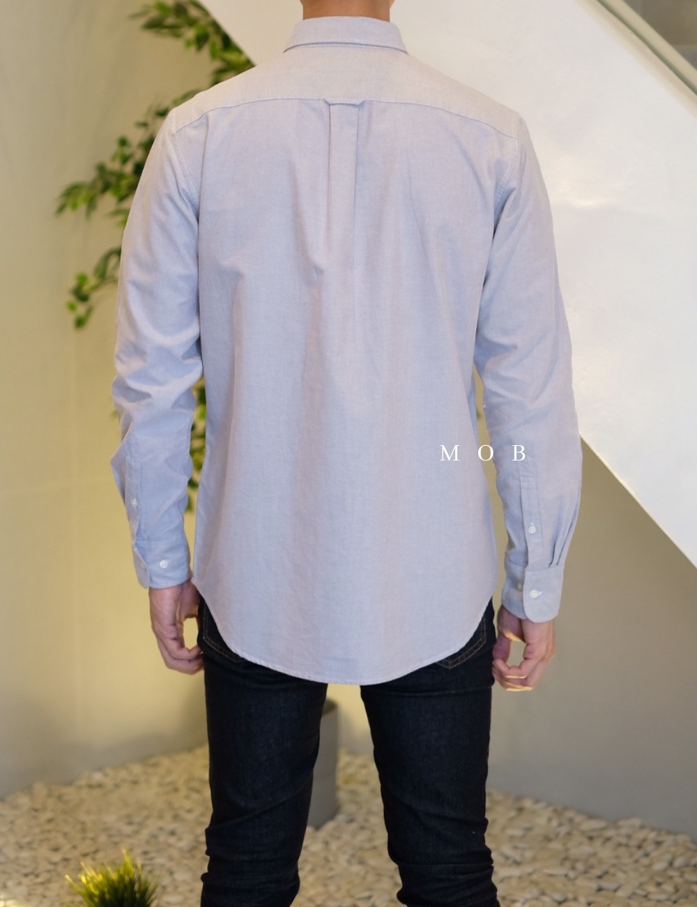UNQLSS04003 Oxford Slim Fit LS Grey