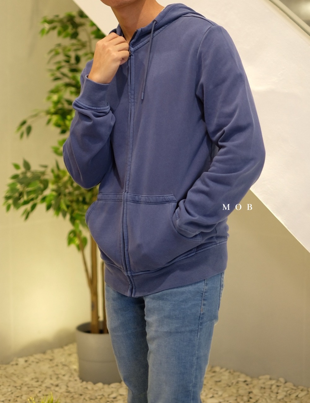 TMFZ01003 Fleece Zip Garment Dyed Navy