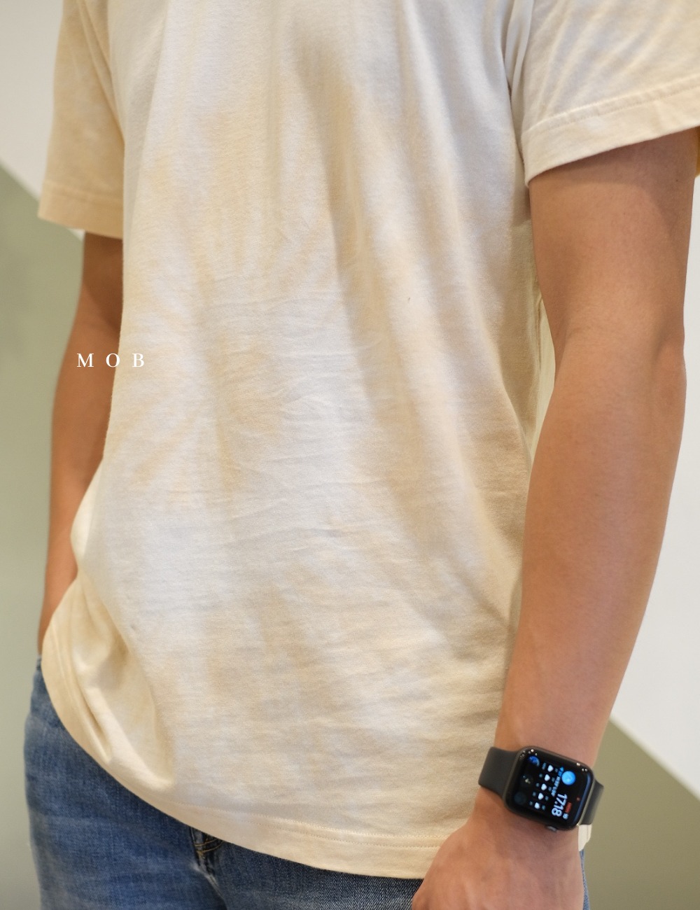 OUSST01007 Washed SS Tee Tie Sand Cream (S ONLY)