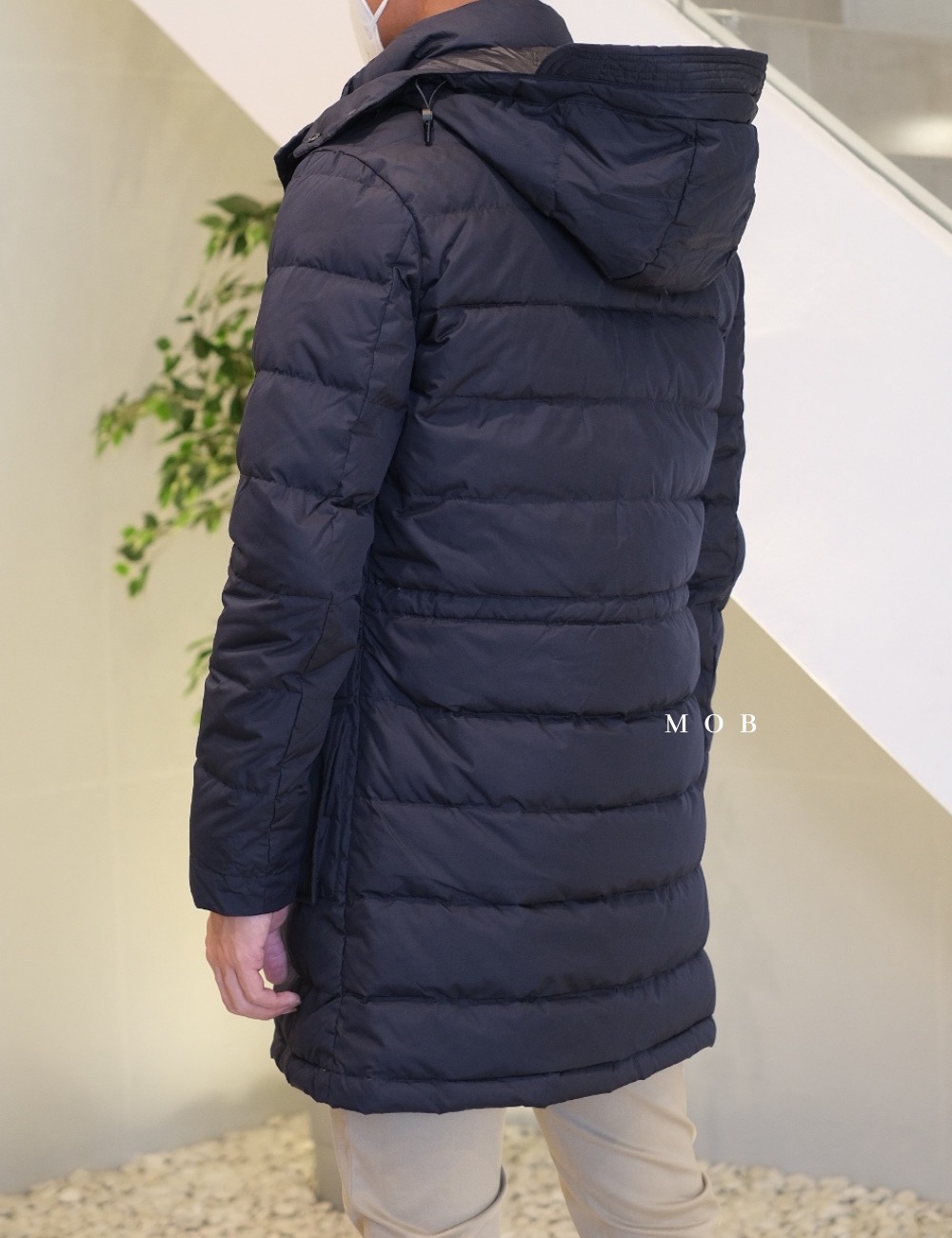 MDJ08003 Hooded Down Half Coat Navy (L ONLY)