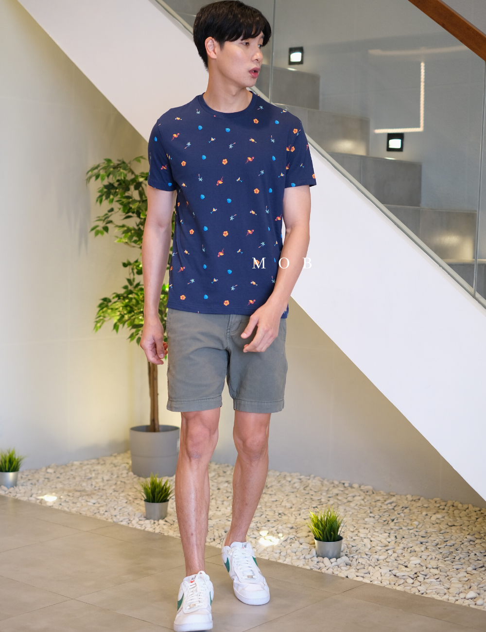 ARSST09001 Graphic Tee Tropical Navy