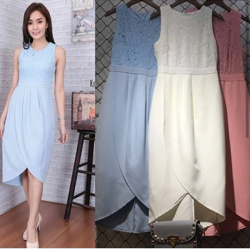 Image of MIDIDRESS SCUBA MIX BRUKAT SKYBLUE - VA634