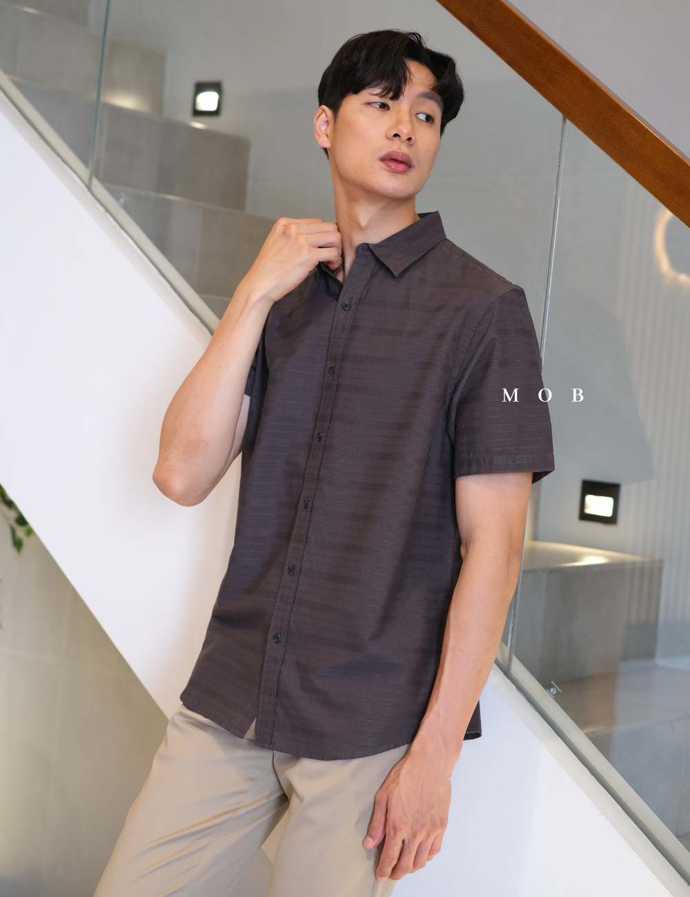 ONSSS02004 Dobby Textured Iron Grey SS Shirt