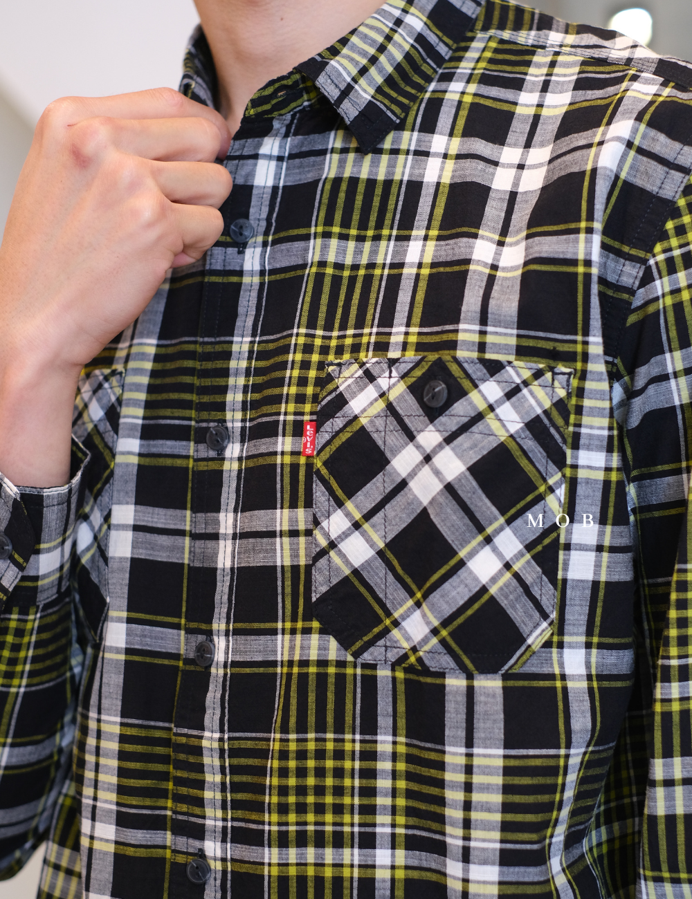 LVLSS04002A CALIFORNIA LS Shirt Black Yellow Plaid (XL ONLY)