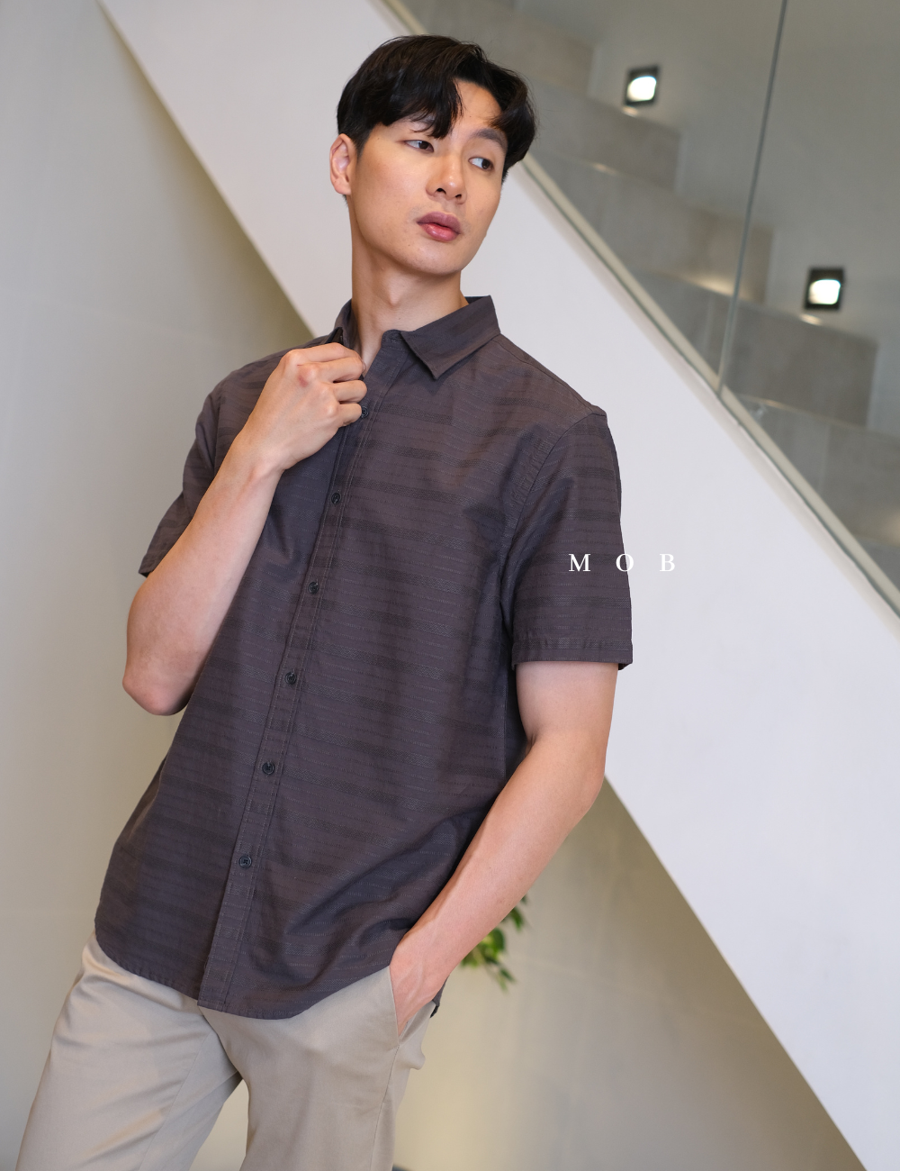ONSSS02004 Dobby Textured Iron Grey SS Shirt