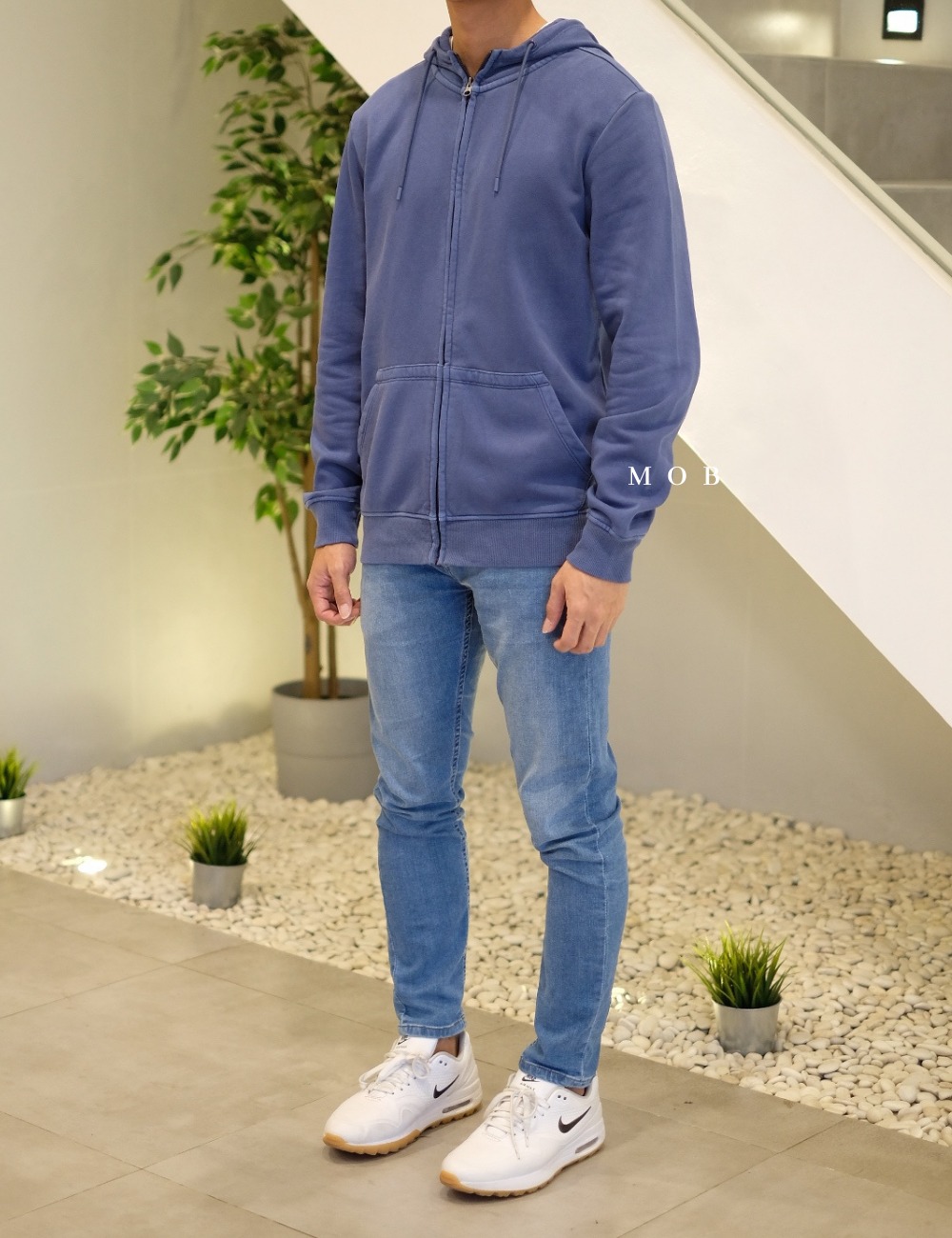 TMFZ01003 Fleece Zip Garment Dyed Navy