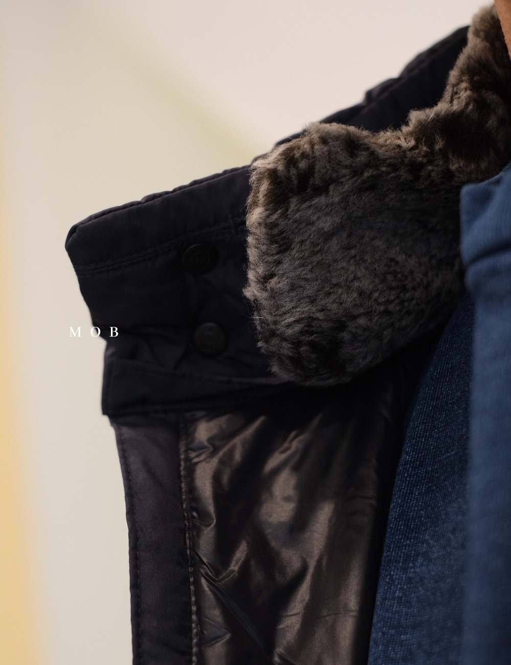 MDJ08003 Hooded Down Half Coat Navy (L ONLY)