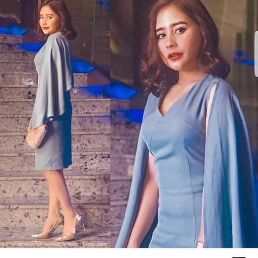 Image of mididress scuba skyblue - VA464