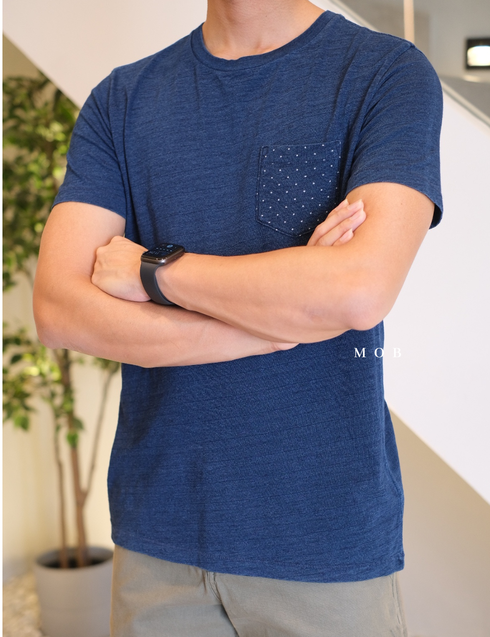 GPSST05003A Lightweight DOT POCKET Denim Indigo Tee (BARKOS REJECT)