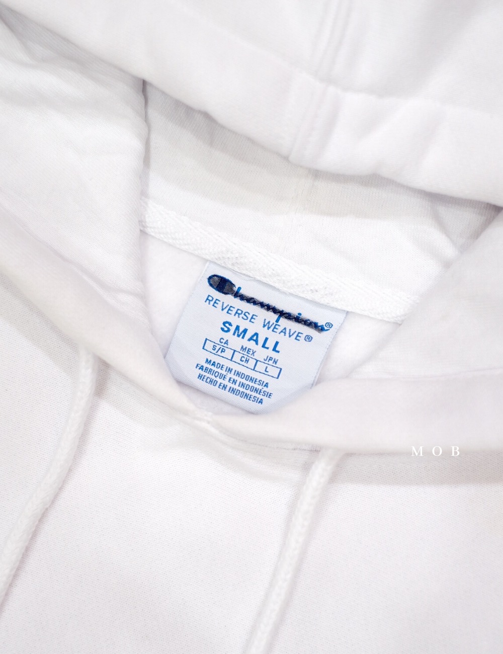 CHMPHOD1301 Reverse Weave Yarn Dye Pullover Hoodie White (M ONLY)