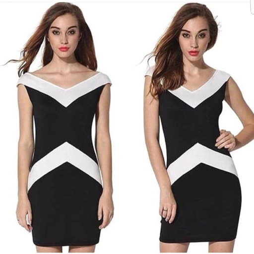 Image of mididress scuba mix hitam putih - VA480