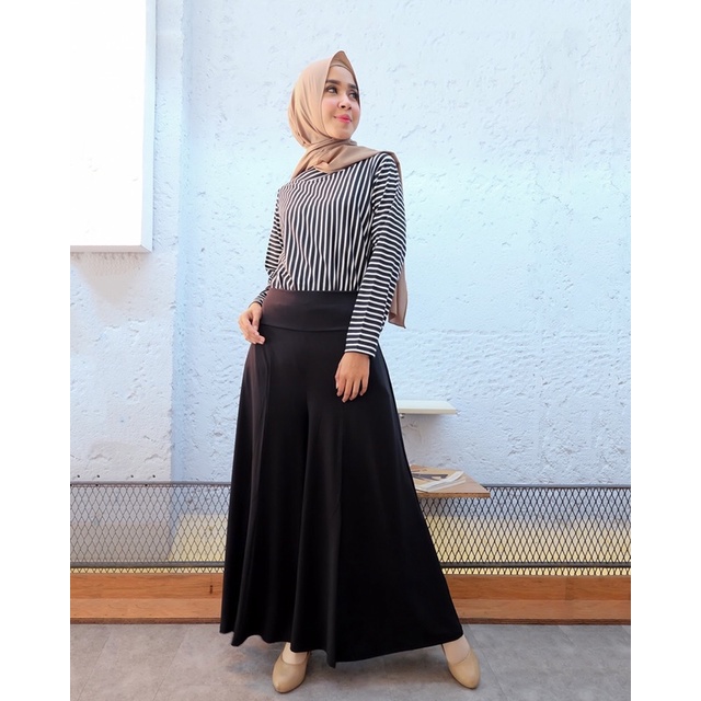 Culottes Jersey Pants - Celana Kulot Jumbo Pinggang Full Karet