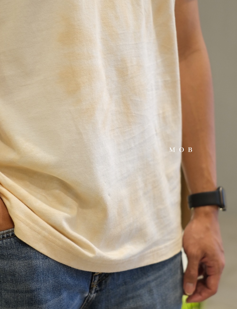OUSST01007 Washed SS Tee Tie Sand Cream (S ONLY)