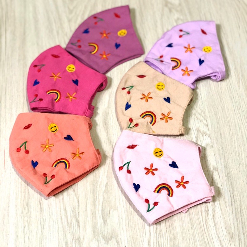 3ply Embroidery Mask Cherry Series - Masker 3 lapis Series Cherry