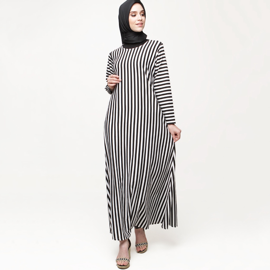 Alia Striped Dress Big Size - Gamis Nagita Slavina Mama Gigi