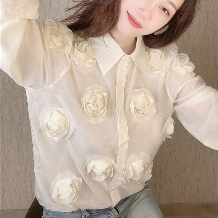 HI924 3D Rose Applique Shirt